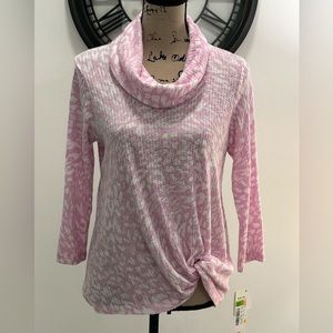 Ruby Rd small orchid & white animal print lightweight cowl neck sweater …